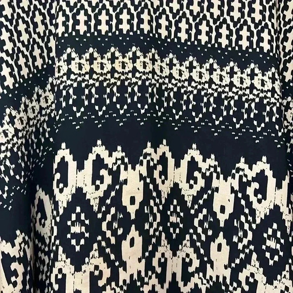 PINK PAPARATZI FLOWY BLACK & TAN 3/4 SLEEVE BLOUSE SIZE LARGE - Picture 2 of 7